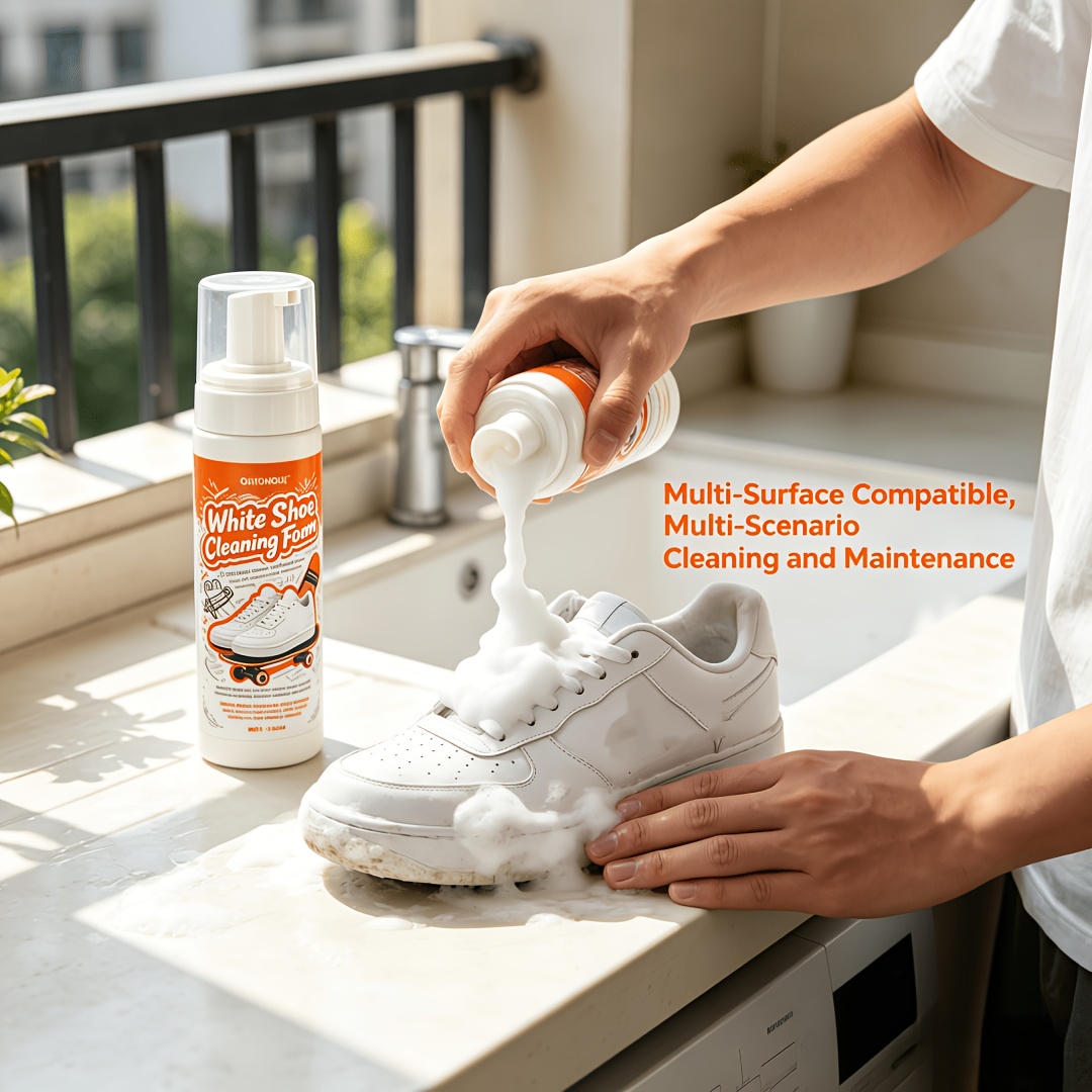 Sneaker Care White - โฟมทำความสะอาดรองเท้าสีขาวแบบพกพา ไม่ต้องล้างออก ใช้ได้กับหลายพื้นผิว สำหรับรองเท้าผ้าใบ รองเท้าหนัง นาฬิกา
